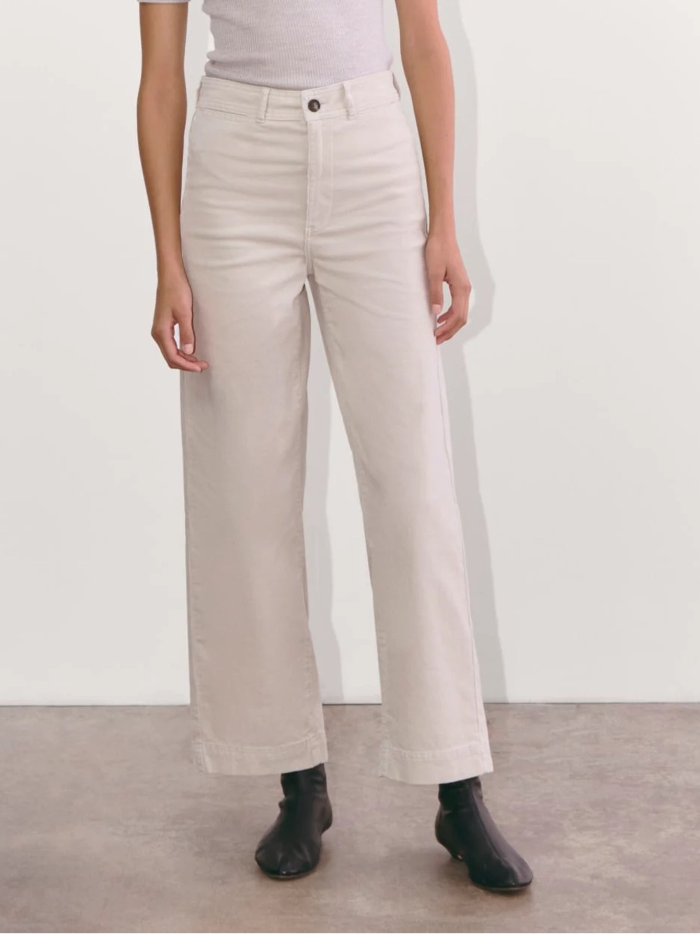 Everlane The Sailor Pant Corduroy Off White Cream Wide Leg High Rise Pants 4